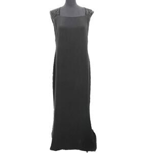 Vintage Ralph Lauren Purple Label Collection Black Silk Beaded Formal Dress 10